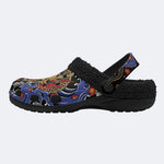 Irezumi Flying Golden Dragon Print Fleece-Lined Clogs