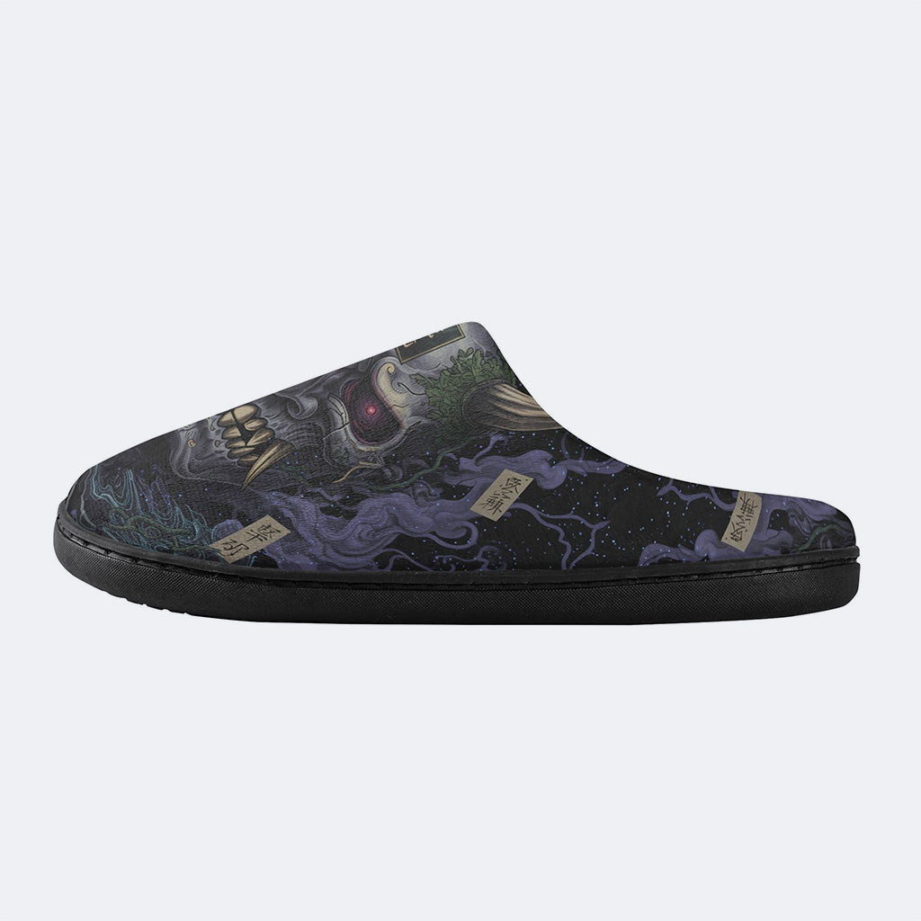 Shadow Realm Print Fleece-Lined Slippers