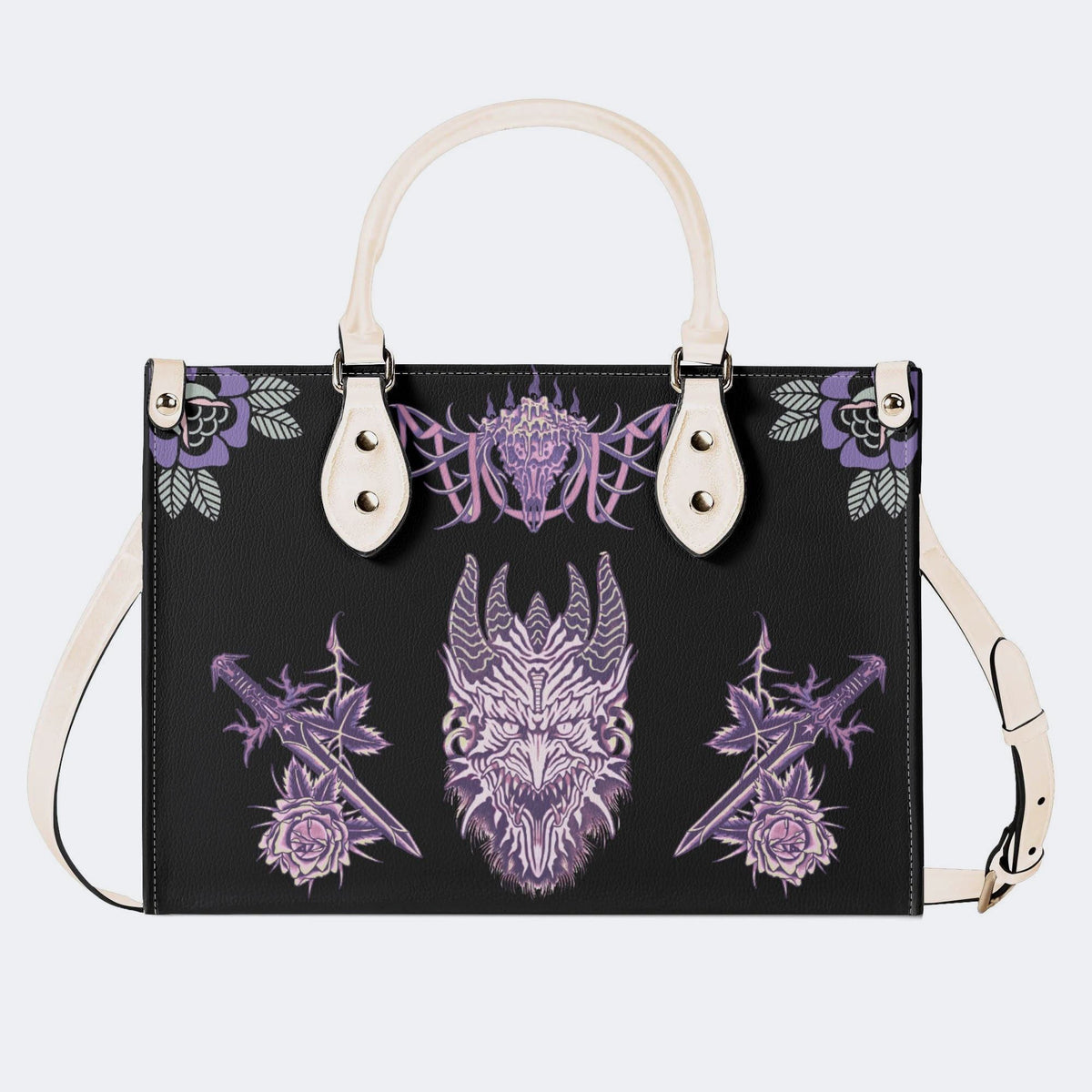 Unisex Devil Art Print - Leather Handbag