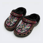 Romantic Psychedelic Butterfly Wreath Print Fleece-Lined Clogs