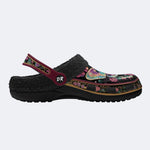 Romantic Psychedelic Butterfly Wreath Print Fleece-Lined Clogs