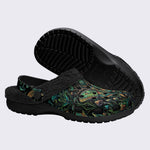 Forest Mystery Moth Print Fleece-Lined Clogs