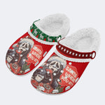 Christmas Horror Ghostface Print - Fur Lined Slippers/Sandals