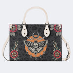 Death Moth Vintage Print - Leather Handbag