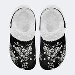 Death Moth Retro Print - Fur Lined Slippers/Sandals
