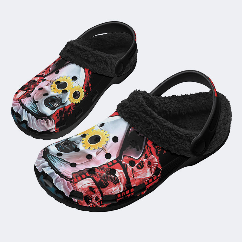 Unisex Horror Terrifier Print - Fur Lined Slippers/Sandals