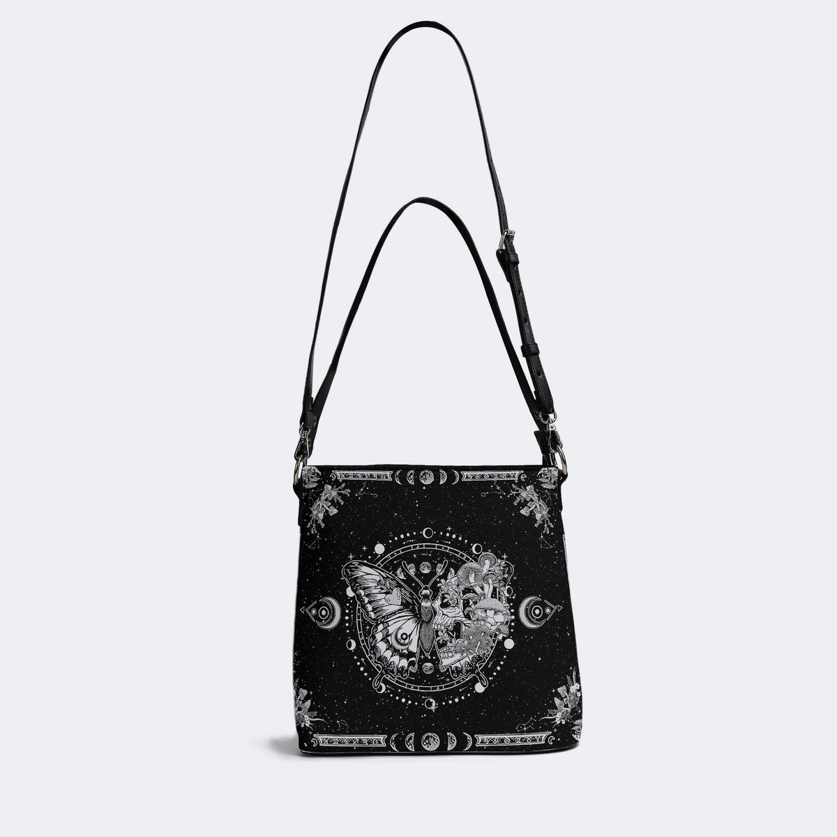 Tarot Skull Butterfly Print - Bucket Bag