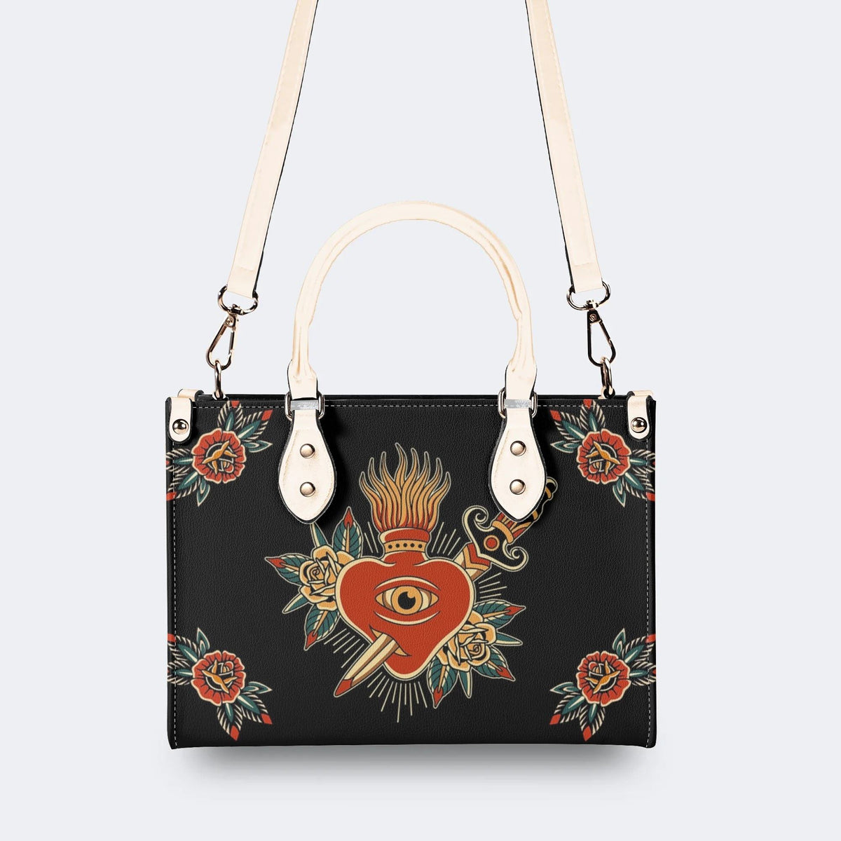 Flaming Heart Art Print - Leather Handbag