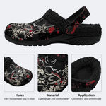 Death Moth Retro Print - Fur Lined Slippers/Sandals
