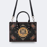 Vintage Tiger And Moth Print - Leather Handbag