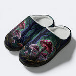 Neon Kinoko Print Fleece-Lined Slippers