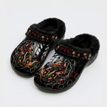 Psychedelic Mushroom Forest Print Fleece-Lined Clogs