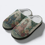 Kaeru no Yume Print Fleece-Lined Slippers