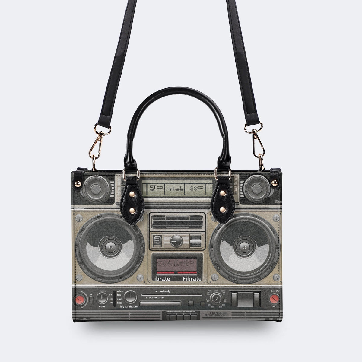Vintage Radio Print - Leather Handbag