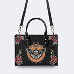 Death Moth Vintage Print - Leather Handbag
