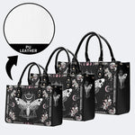 Death Moth & Mushrooms Print - Leather Handbag
