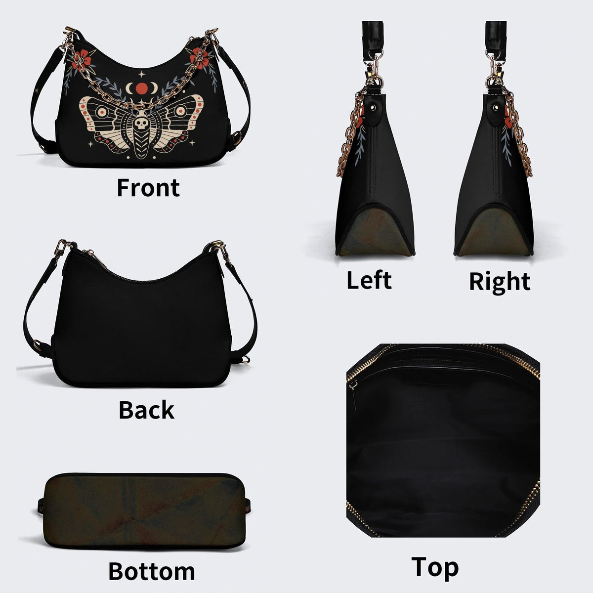 Red Spotted Death Moth - Leather Crossbody Bag