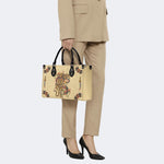 Traditional Tiger and Dragon Print - Leather Handbag