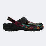 Jewel Moth Vintage Floral Wreath Print Fleece-Lined Clogs