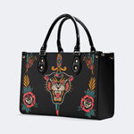 Unisex Tiger Print - Leather Handbag
