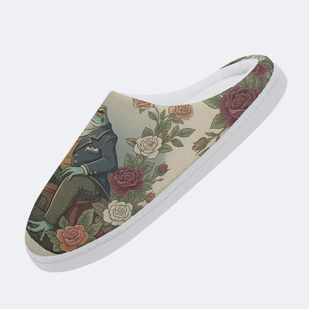 Fate of the Roses Print Fleece-Lined Slippers