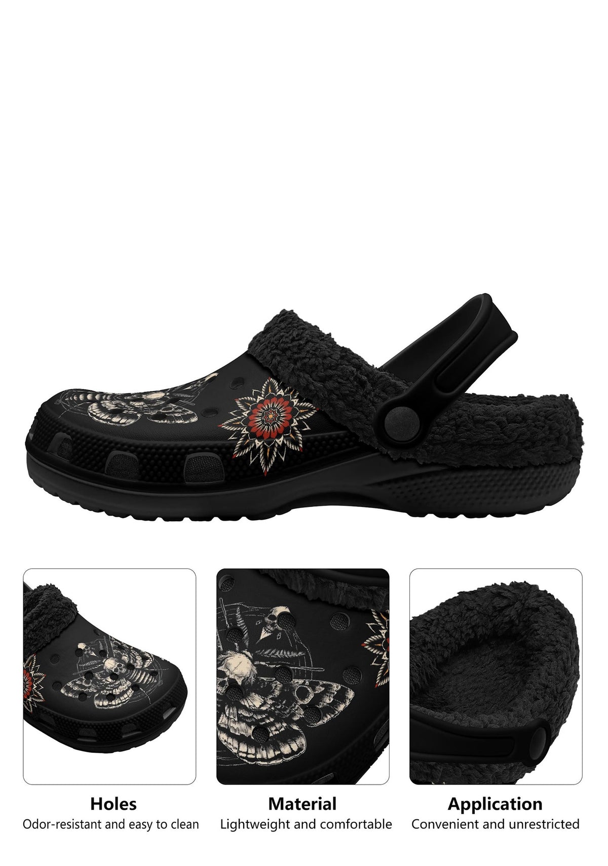 Skull Moth Ritual Fuzzy Slippers