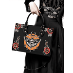 Death Moth Vintage Print - Leather Handbag