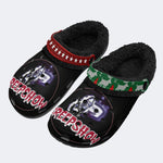 Horror Movie Vintage Graphic Print - Fur Lined Slippers/Sandals
