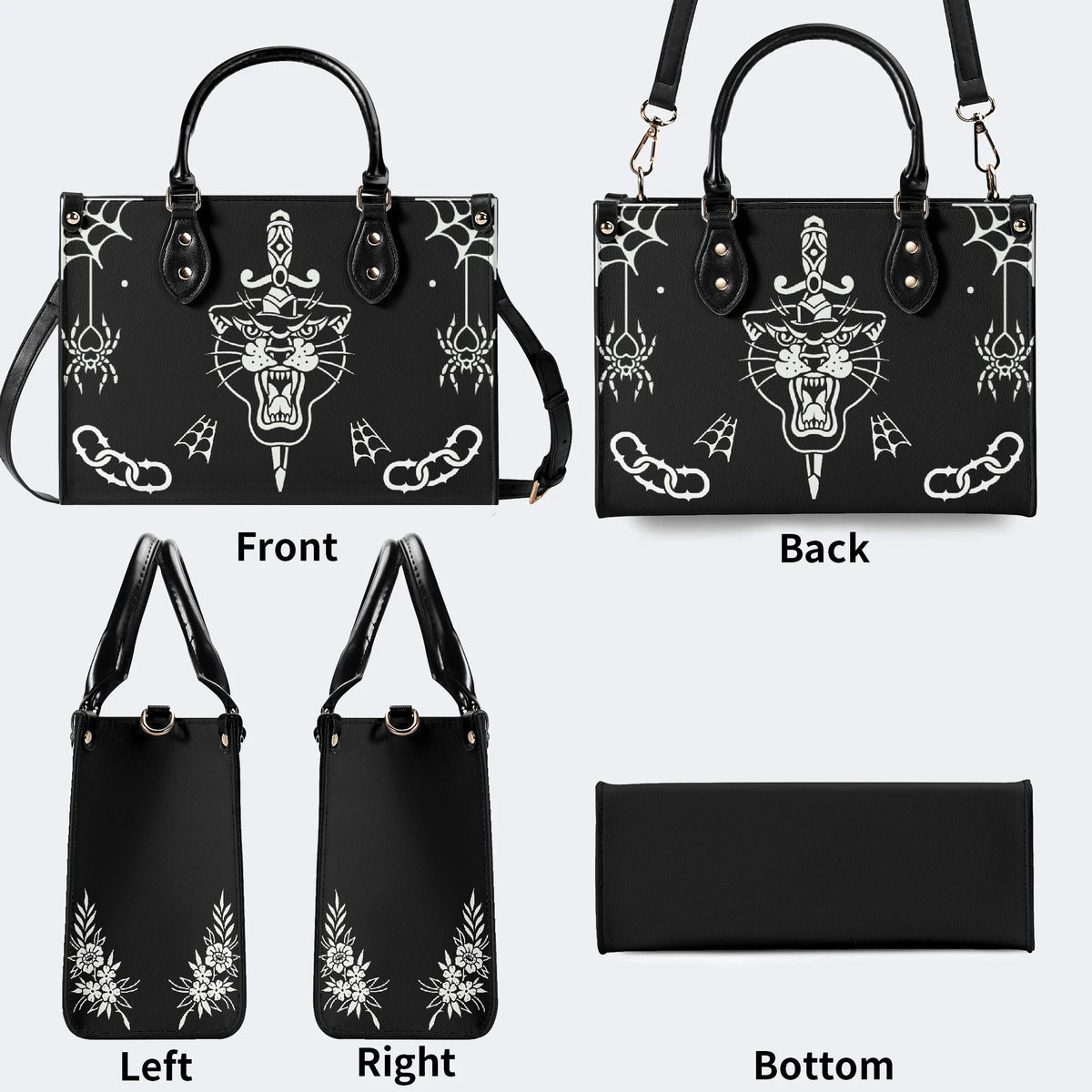 Unisex Tiger Print - Leather Handbag