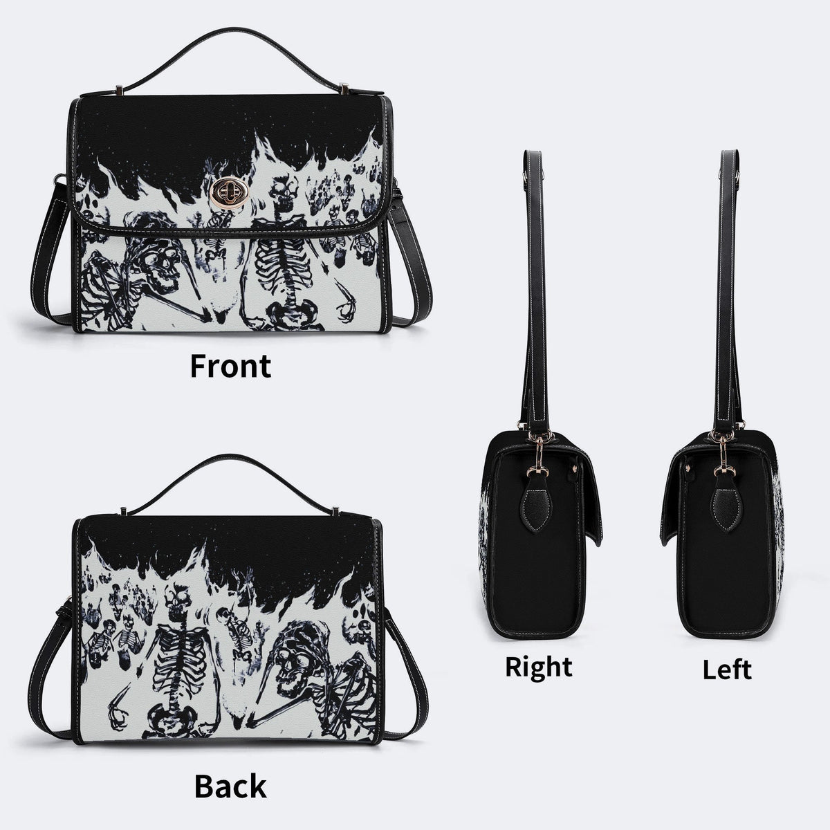 Horror Skull Print - Leather Satchel Bag