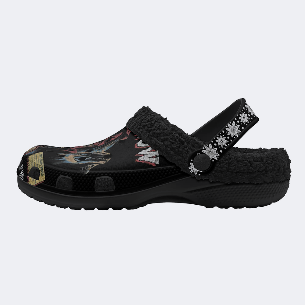 Horror Movie Vintage Graphic - Fur Lined Slippers/Sandals