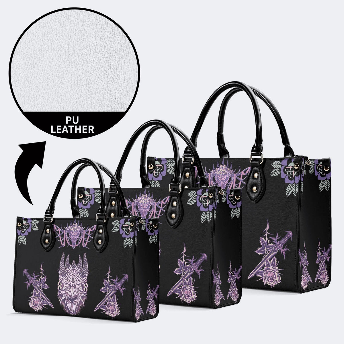 Unisex Devil Art Print - Leather Handbag