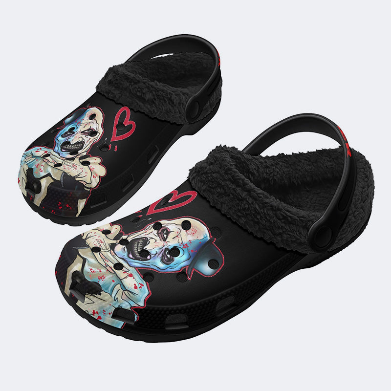 Unisex Horror Terrifier Print - Fur Lined Slippers/Sandals