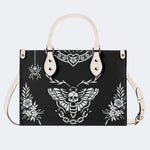 Death Moth Vintage Print - Leather Handbag