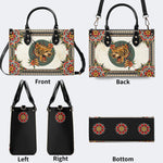 Tiger And Tiger Paw Print - Leather Handbag