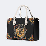Grim Reaper Flowers Print - Leather Handbag
