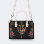 Unisex Tiger Print - Leather Handbag
