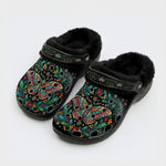 Pine Branch Moth Print Fleece-Lined Clogs