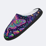 Flowing Color Psychedelic Moth Print Fleece-Lined Slippers