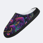 Psychedelic Mushroom Forest Print Fleece-Lined Slippers