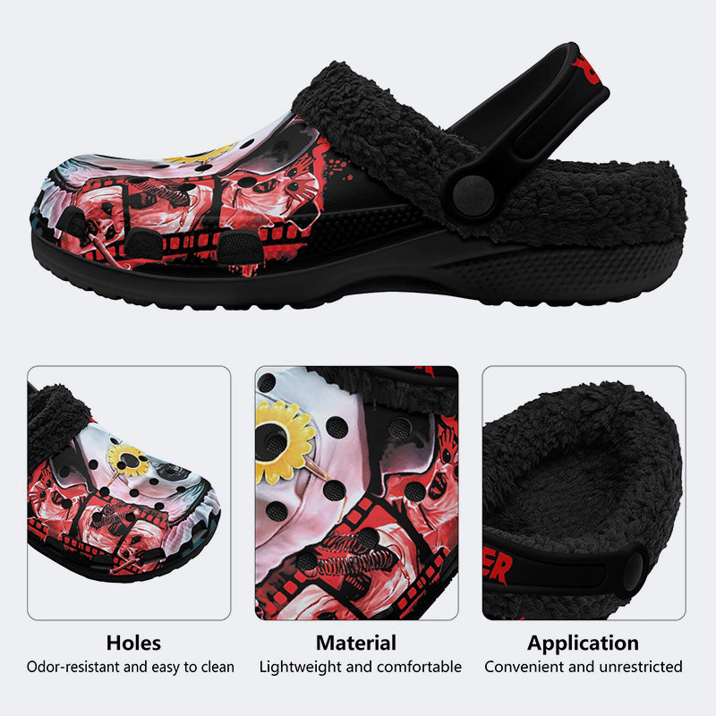 Unisex Horror Terrifier Print - Fur Lined Slippers/Sandals