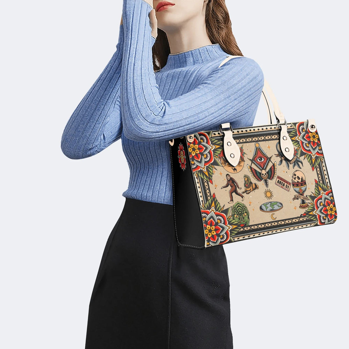 Eyes & Death Moth - Leather Handbag