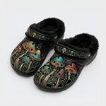 Psychedelic Mushroom Forest Retro Print Fleece-Lined Clogs