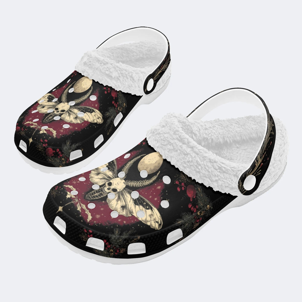 Death Moth Art Print - Fur Lined Slippers/Sandals