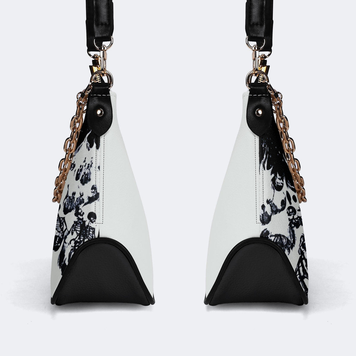 Horror Skull Print - Leather Crossbody Bag