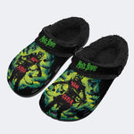 Unisex More Brains Print - Fur Lined Slippers/Sandals