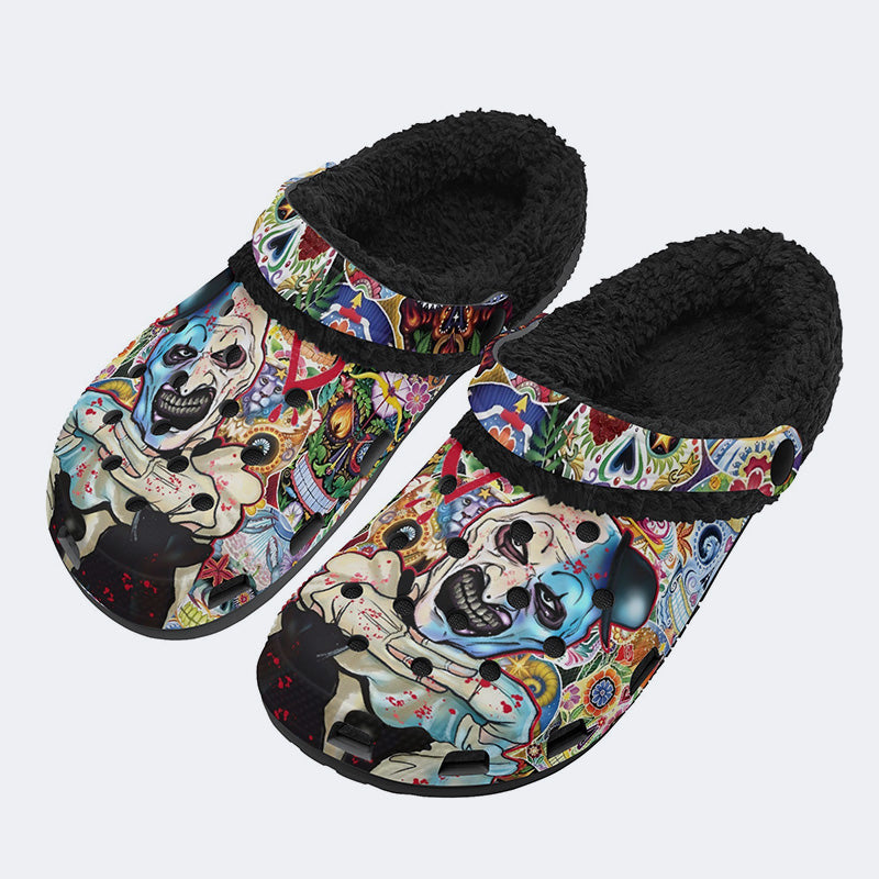 Unisex Horror Terrifier Print - Fur Lined Slippers/Sandals