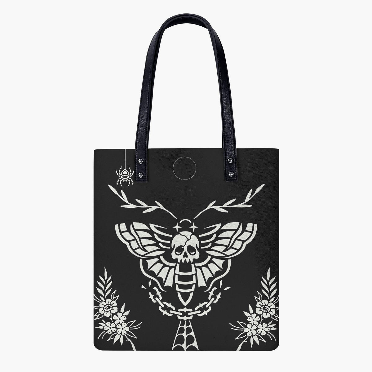 Death Moth Vintage Print - Leather Handbag