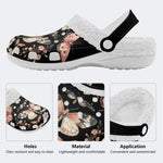 Vintage Butterfly Floral Print - Fur Lined Slippers/Sandals