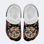 Death Moth Retro Print - Fur Lined Slippers/Sandals